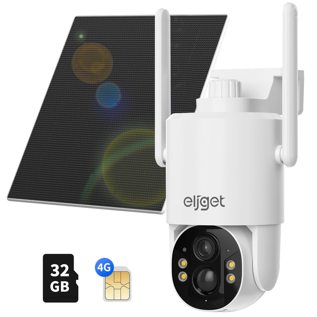 4G LTE Cellular Solar Security Camera, Wireless Outdoor 2.5K Surveillance Camera with SIM Card No-WiFi, 360° Live View, Spotlight Color Night Vision, Motion&Siren Alert, 2-Way Audio