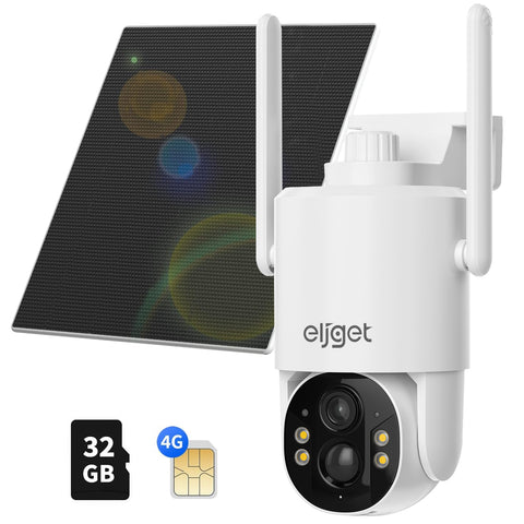 4G LTE Cellular Solar Security Camera, Wireless Outdoor 2.5K Surveillance Camera with SIM Card No-WiFi, 360° Live View, Spotlight Color Night Vision, Motion&Siren Alert, 2-Way Audio